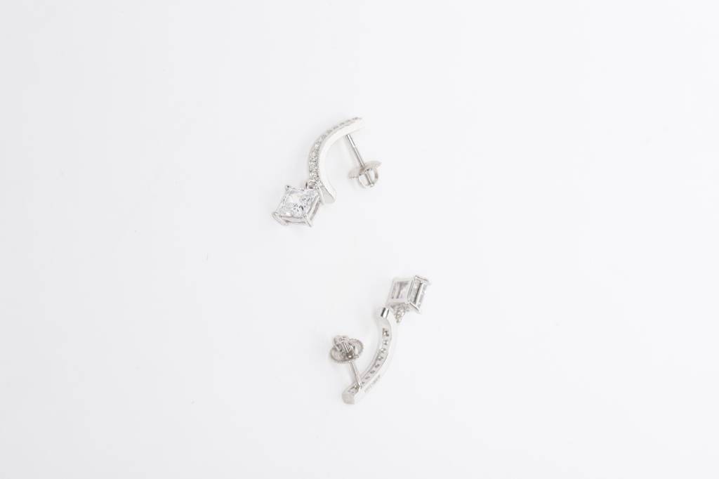 925 Sterling Silver Swiss Zirconia Dangle & Drop Elaina Earring With Screw Back Gift For Women And Girls : CSWZHDE10