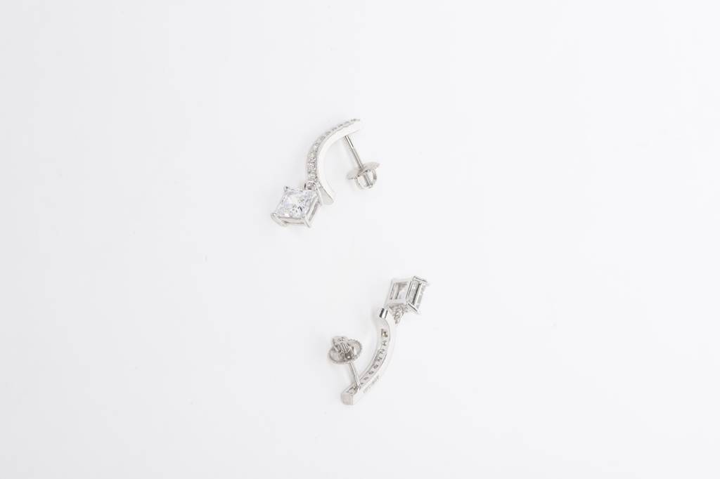 925 Sterling Silver Swiss Zirconia Dangle & Drop Elaina Earring With Screw Back Gift For Women And Girls : CSWZHDE10