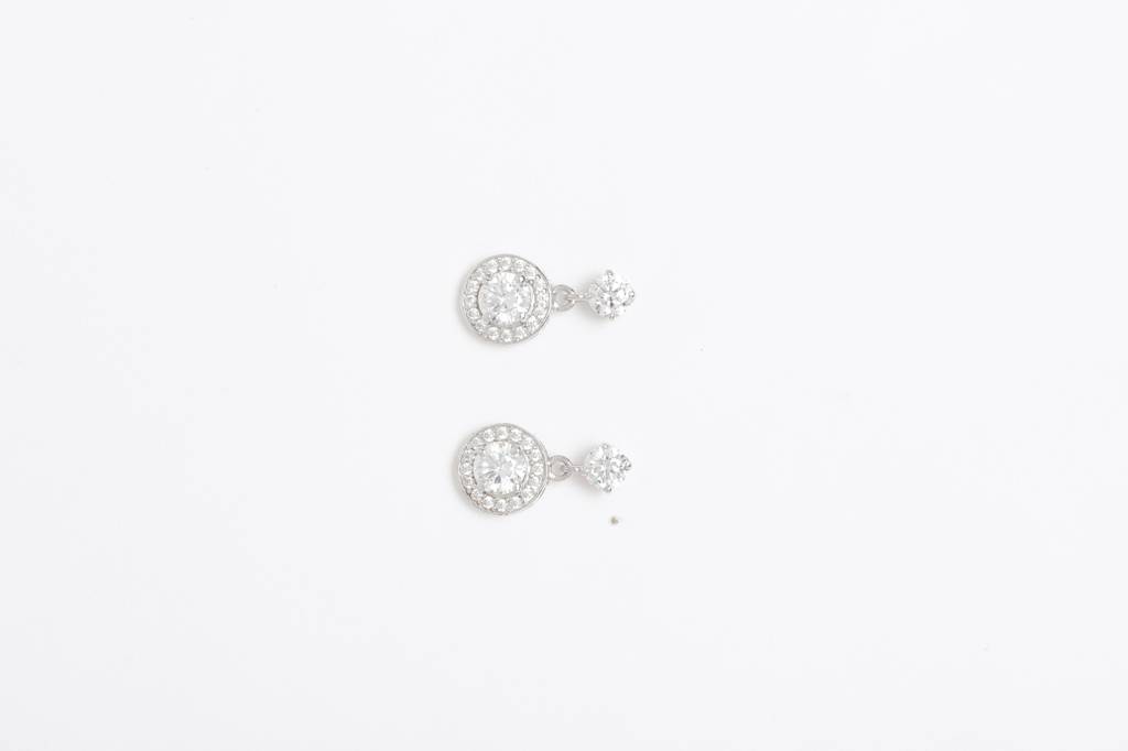 925 Sterling Silver Swiss Zirconia Dangle & Drop Maude Earring With Screw Back Gift For Women And Girls : CSWZHDE29
