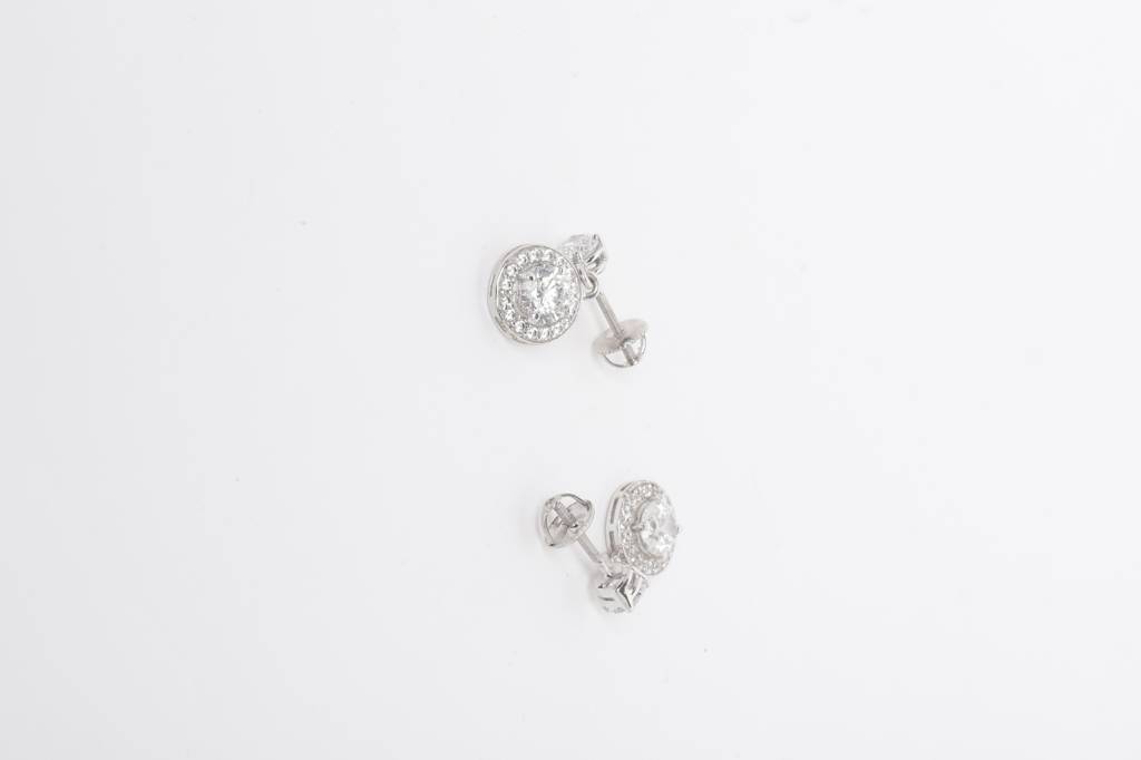 925 Sterling Silver Swiss Zirconia Dangle & Drop Maude Earring With Screw Back Gift For Women And Girls : CSWZHDE29