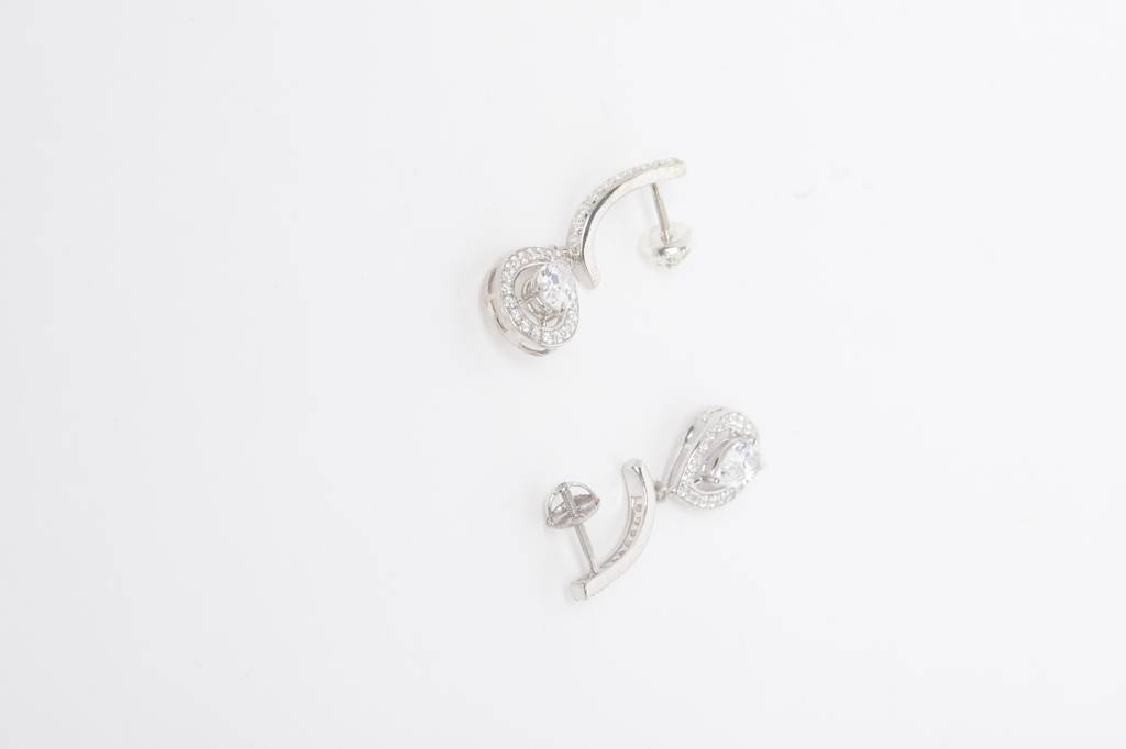925 Sterling Silver Swiss Zirconia Dangle & Drop 
Adele Earring With Screw Back Gift For Women And Girls : CSWZHDE23