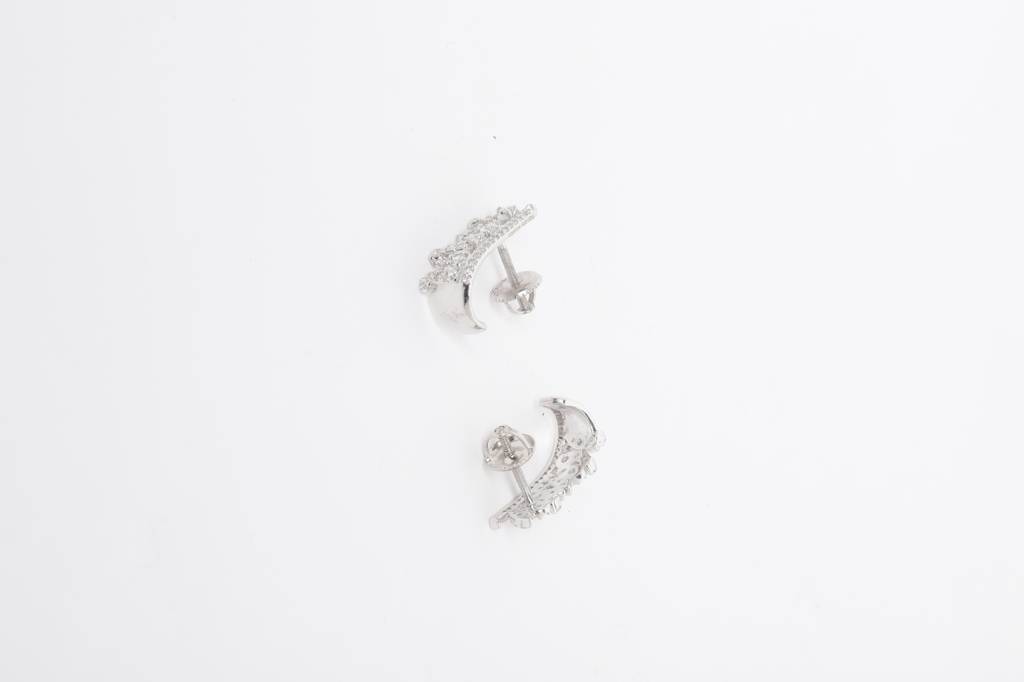 925 Sterling Silver Swiss Zirconia Hoop Liana Earring With Screw Back Gift For Women And Girls : CSWZHDE12