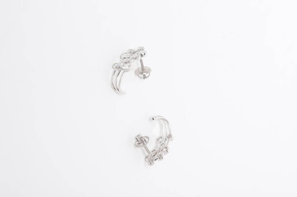 925 Sterling Silver Swiss Zirconia Hoop Juno Earring With Screw Back Gift For Women And Girls : CSWZHDE30