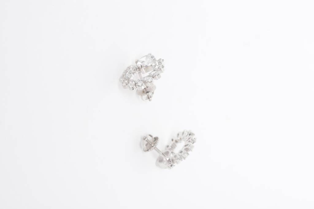 925 Sterling Silver Swiss Zirconia Stud Elle Earring With Screw Back Gift For Women And Girls : CSWZHDE11