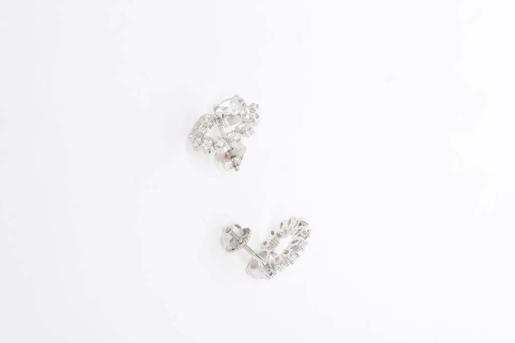 925 Sterling Silver Swiss Zirconia Stud Elle Earring With Screw Back Gift For Women And Girls : CSWZHDE11