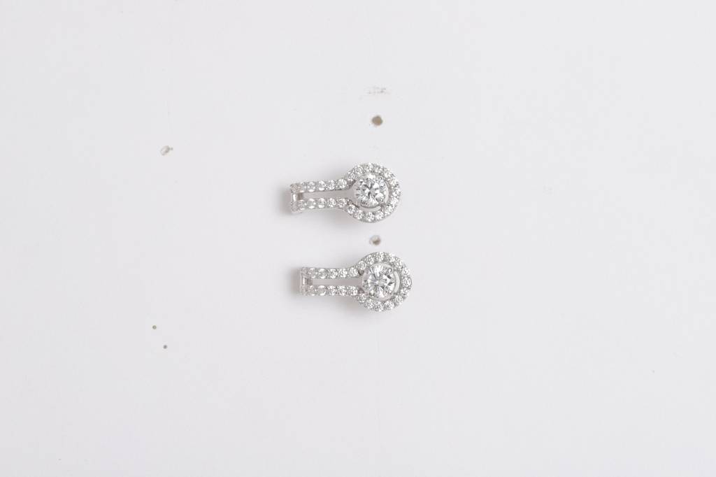 925 Sterling Silver Swiss Zirconia Hoop Astrid Earring With Screw Back Gift For Women And Girls : CSWZHDE28