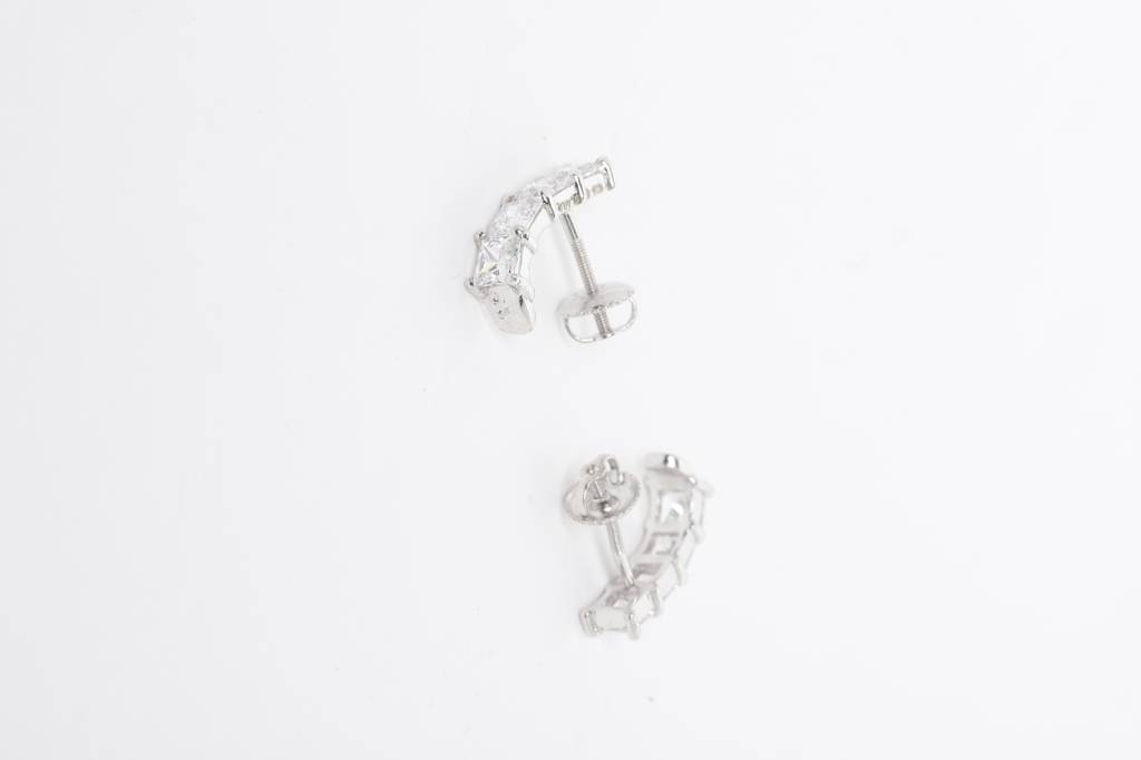 925 Sterling Silver Swiss Zirconia Hoop Anne Earring With Screw Back Gift For Women And Girls : CSWZHDE18