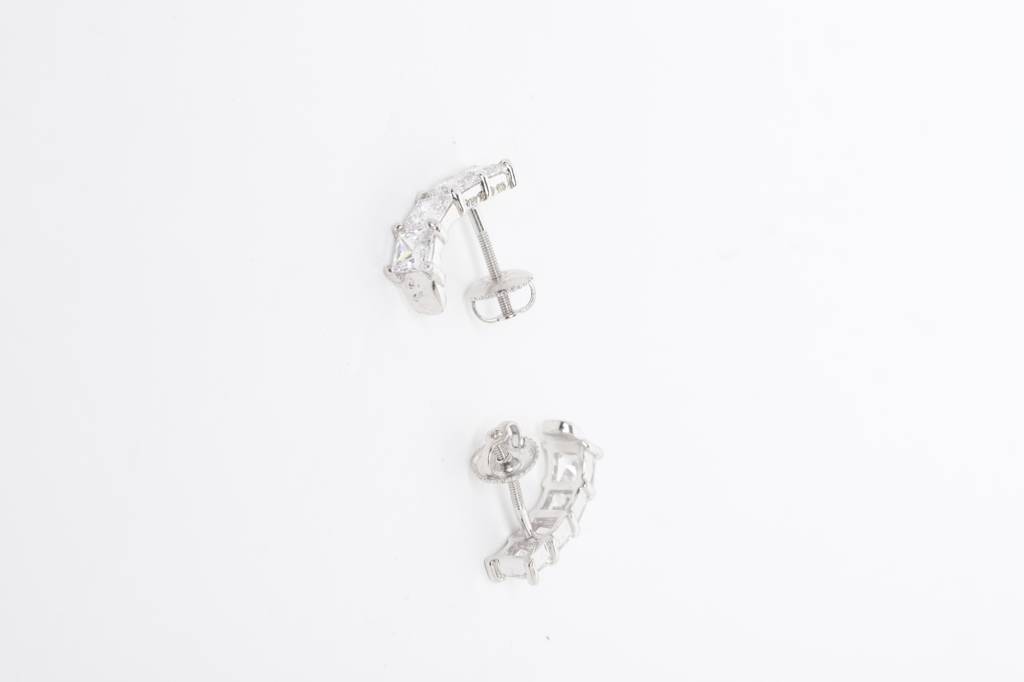 925 Sterling Silver Swiss Zirconia Hoop Anne Earring With Screw Back Gift For Women And Girls : CSWZHDE18