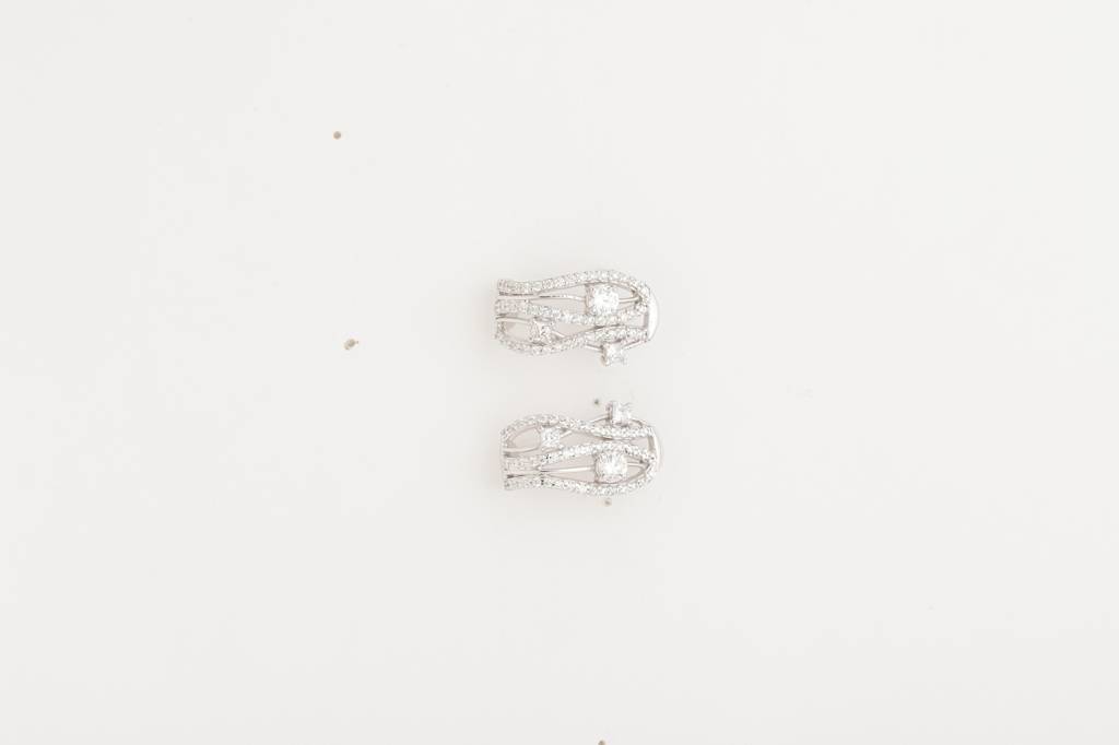 925 Sterling Silver Swiss Zirconia Hoop Julie Earring With Screw Back Gift For Women And Girls : CSWZHDE17