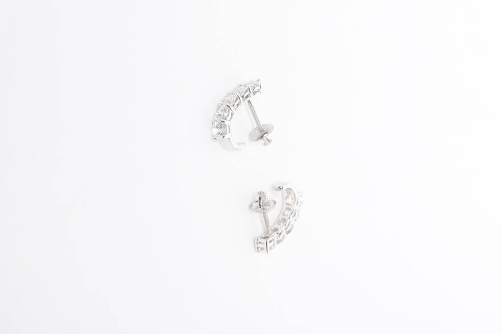 925 Sterling Silver Swiss Zirconia Hoop Remy Earring With Screw Back Gift For Women And Girls : CSWZHDE14