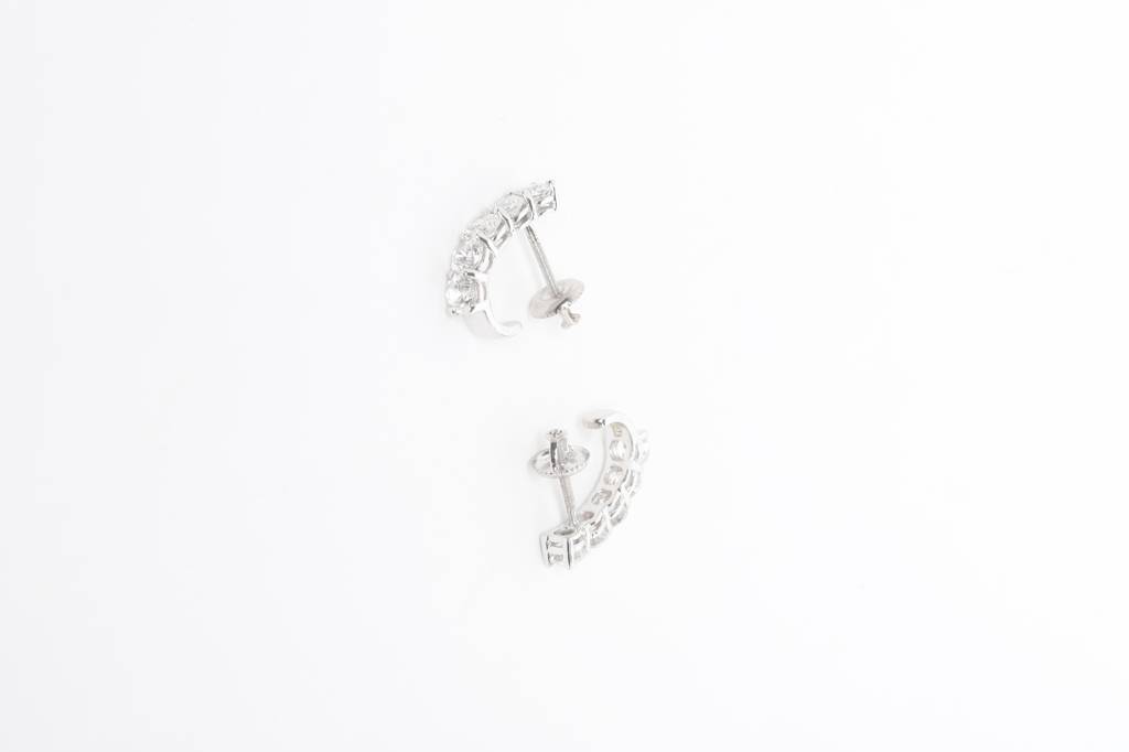 925 Sterling Silver Swiss Zirconia Hoop Remy Earring With Screw Back Gift For Women And Girls : CSWZHDE14