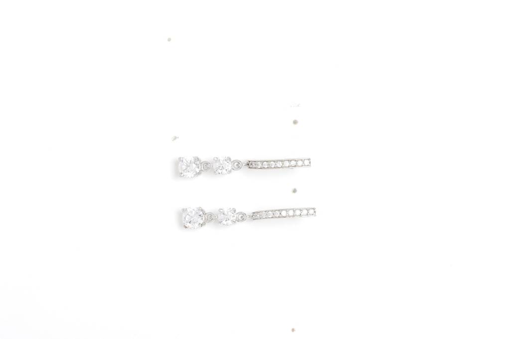 925 Sterling Silver Swiss Zirconia Dangle & Drop Remi Earring With Screw Back Gift For Women And Girls : CSWZHDE5