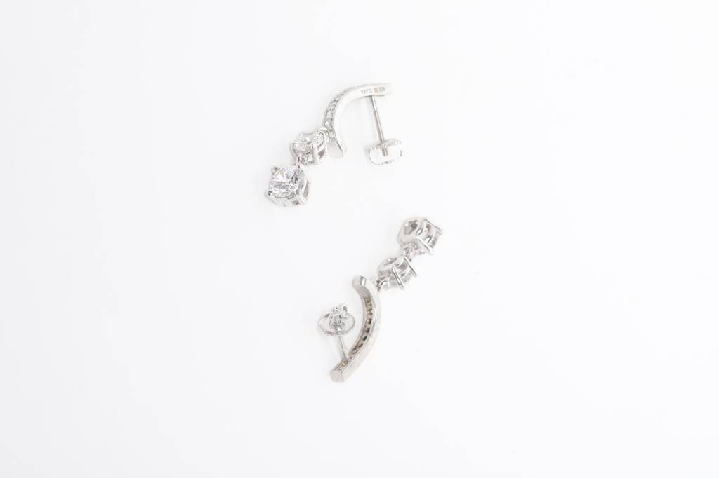 925 Sterling Silver Swiss Zirconia Dangle & Drop Remi Earring With Screw Back Gift For Women And Girls : CSWZHDE5