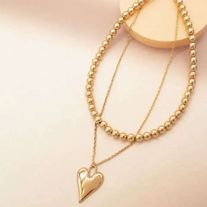 Tfc Love Pump Gold Plated Layered Necklace : 20278