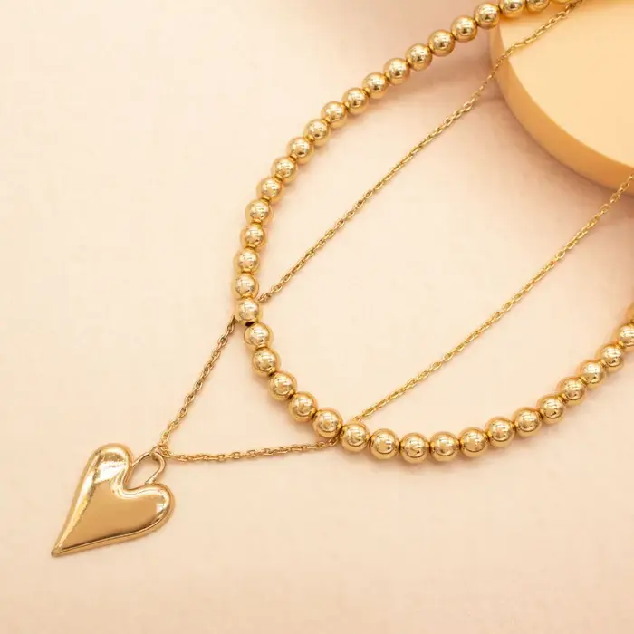 Tfc Love Pump Gold Plated Layered Necklace : 20278