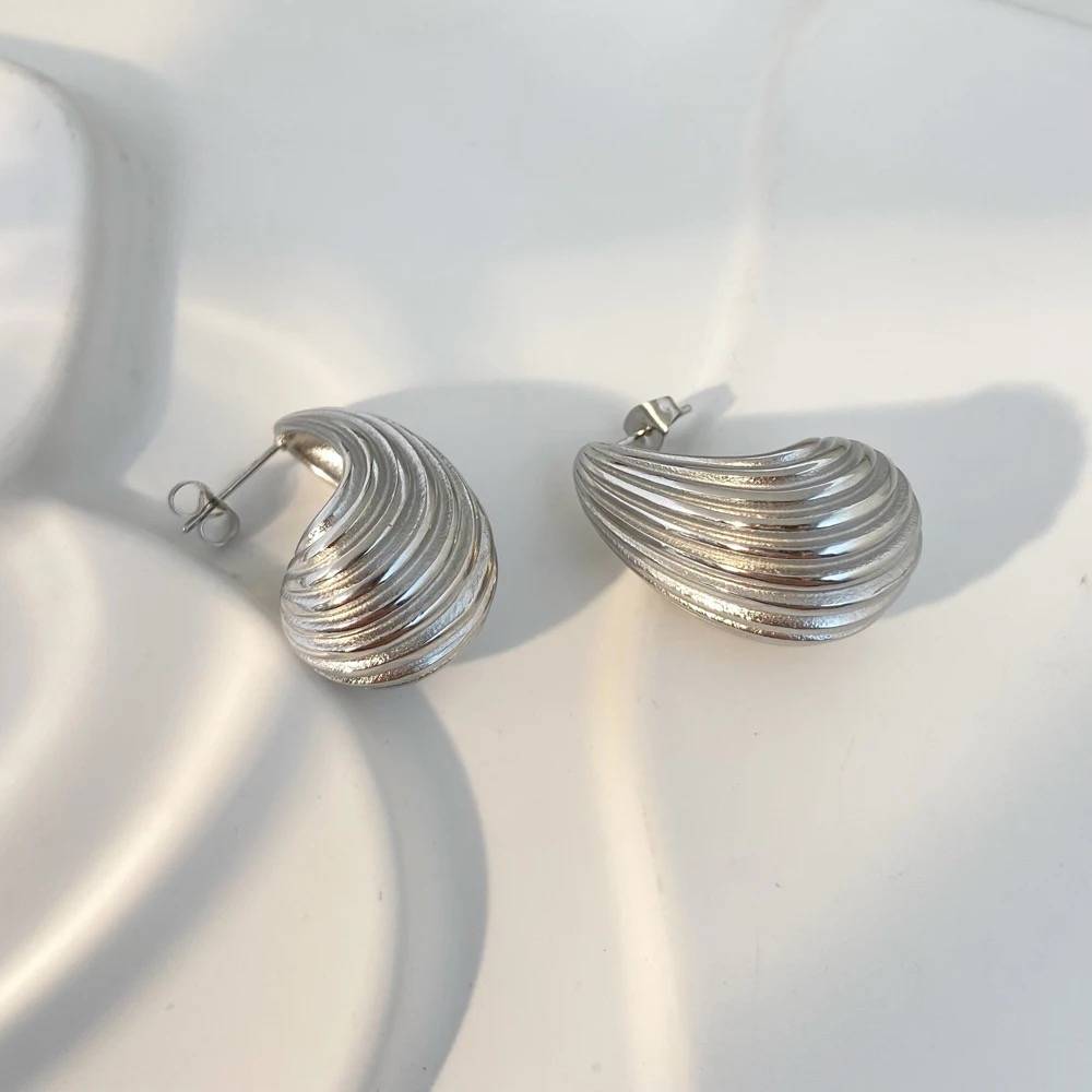 18Kt Gold Plated Textured Chunky Waterdrop Earrings, Tira : INTIRA-S
