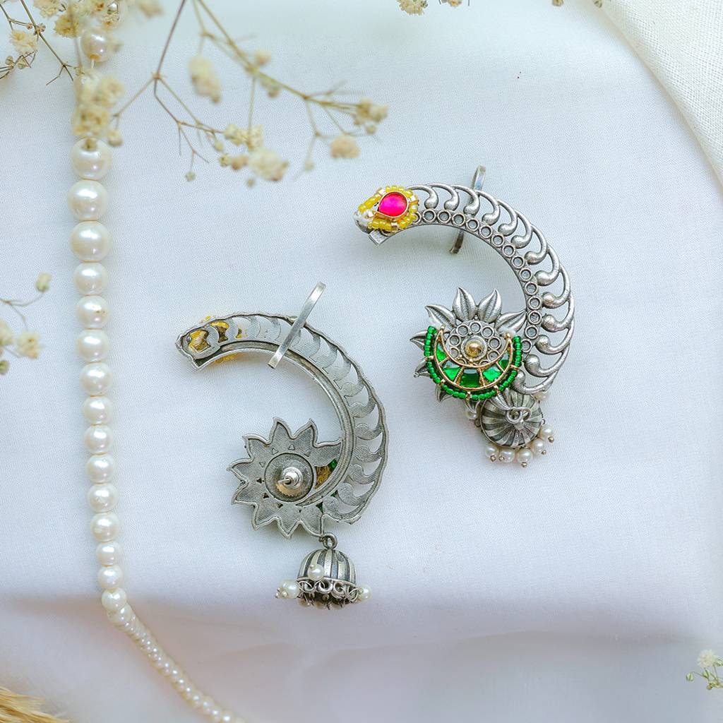 Traditional Oxidized Silver Ear Cuffs : FW-120A