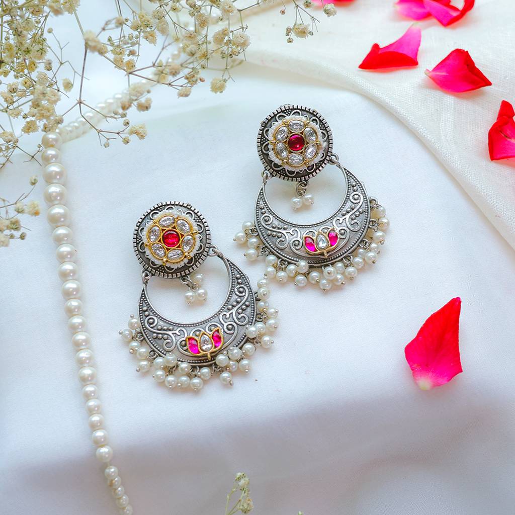 Regal Oxidized Chandbali Earrings : FW-260