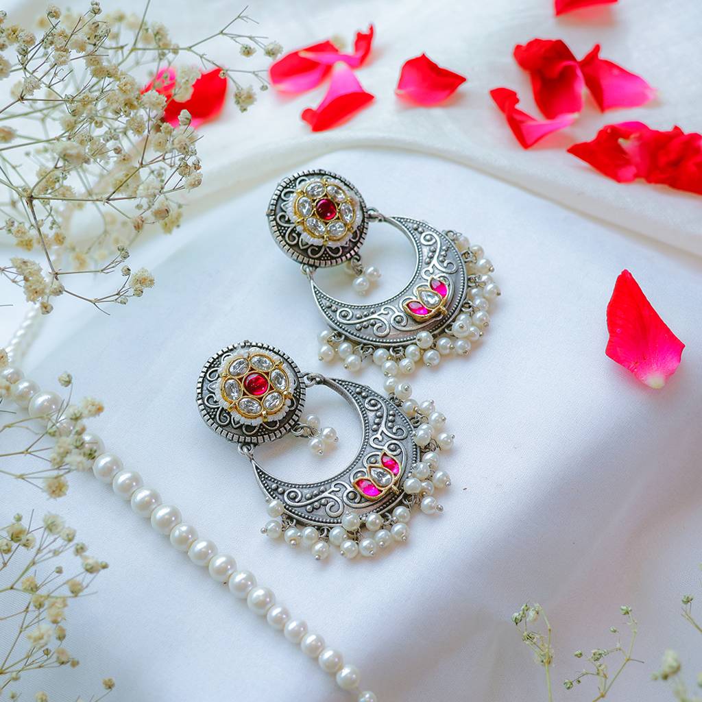 Regal Oxidized Chandbali Earrings : FW-260