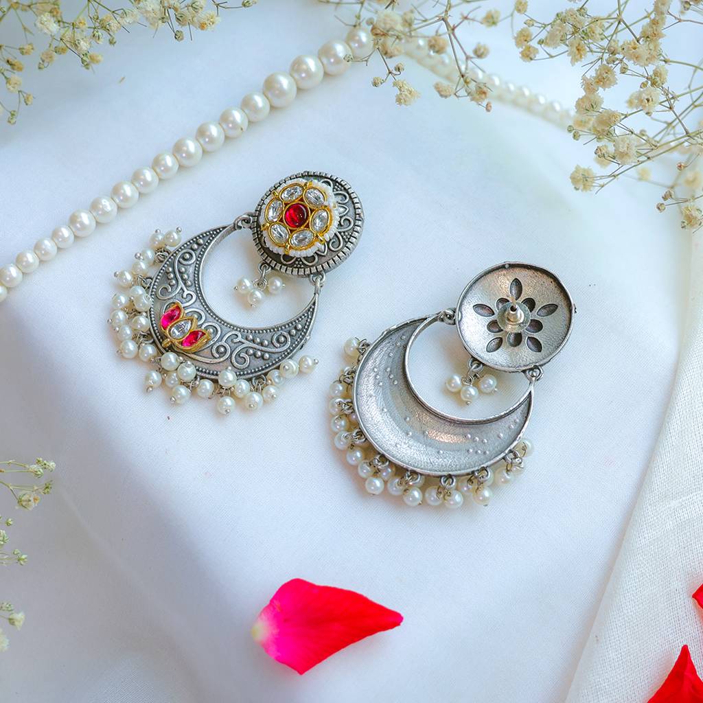 Regal Oxidized Chandbali Earrings : FW-260