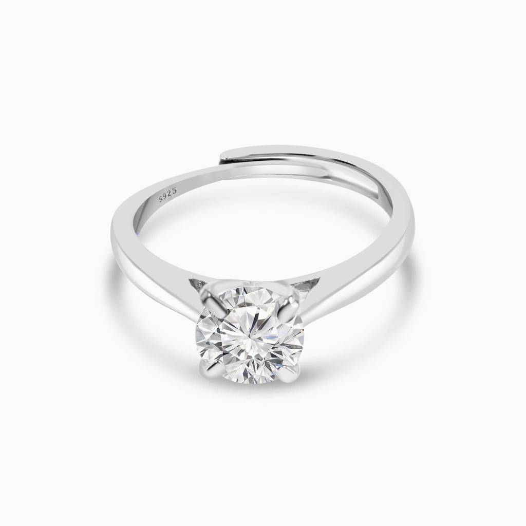 Engagement Silver Zircon Adjustable Ring : RG003