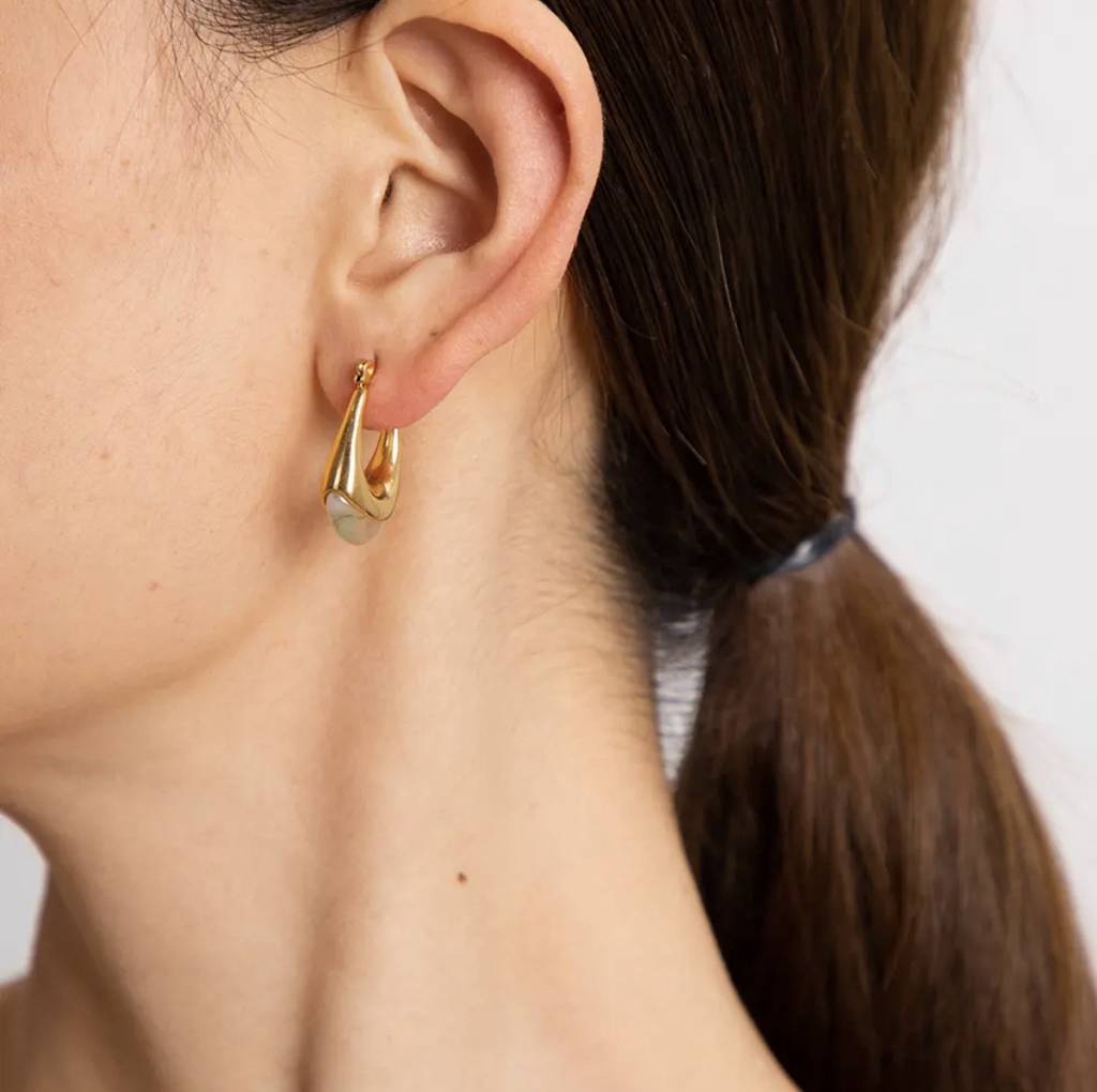 18Kt Gold Plated Bali Raisin Hoop Earrings, Remy : INREMY