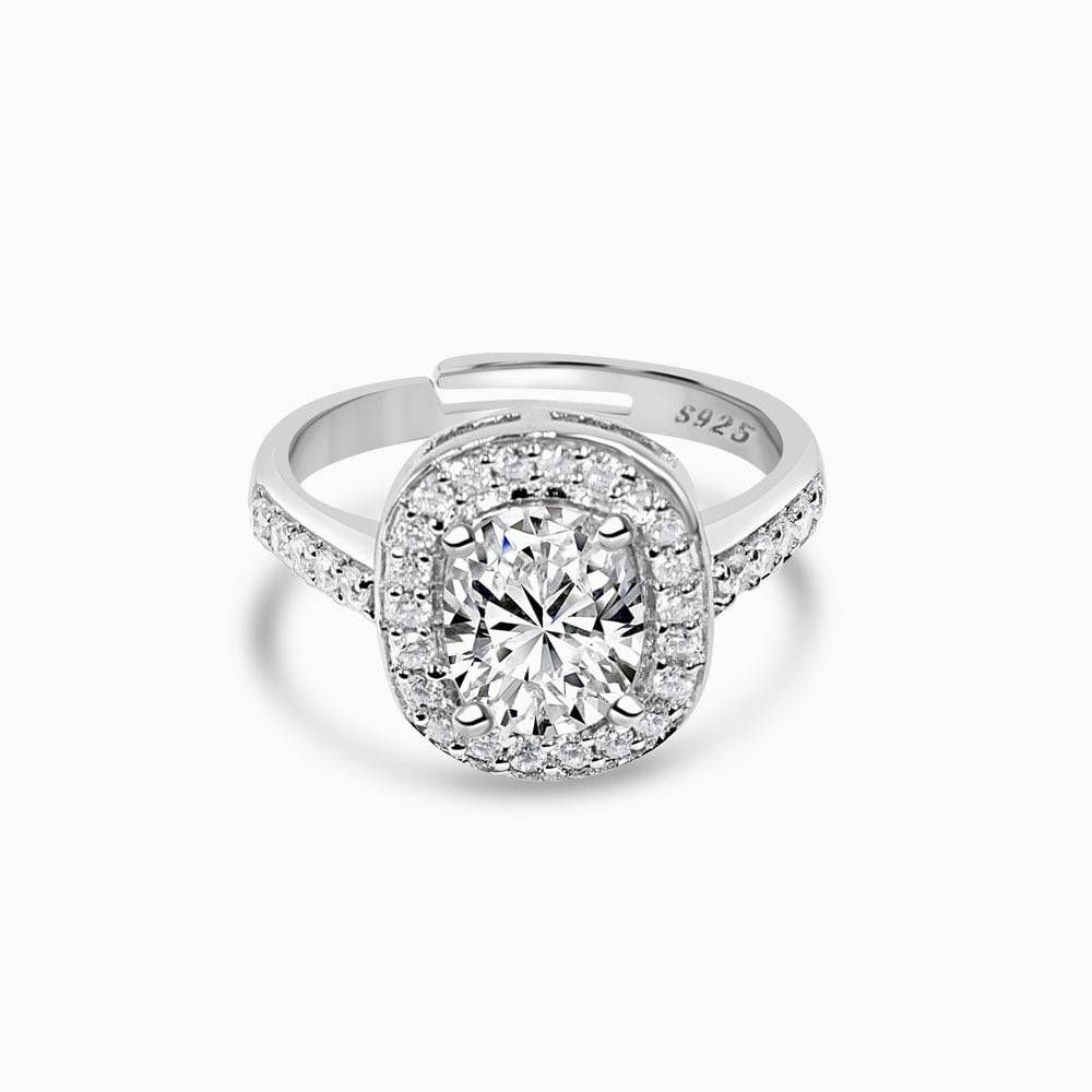 Classic Silver Solitaire Adjustable Ring : RG016