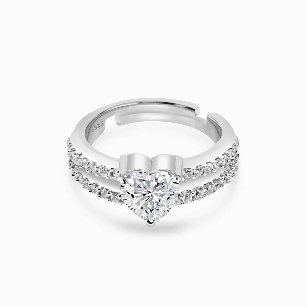 Twinning Heart Silver Adjustable Ring : RG021