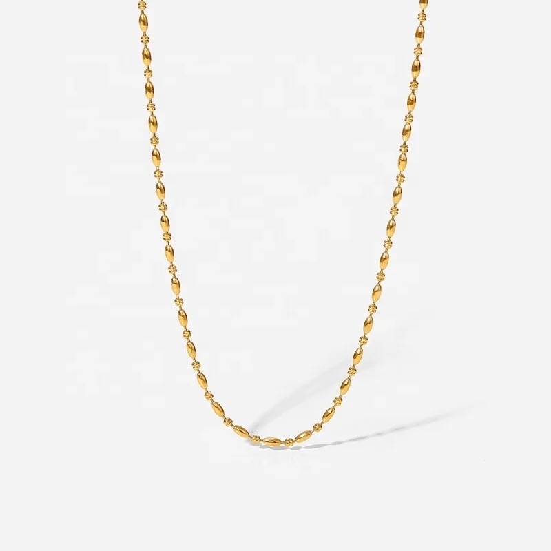 18Kt Gold Plated Beaded Ball Chain Necklace, Lydia : INLYDIA