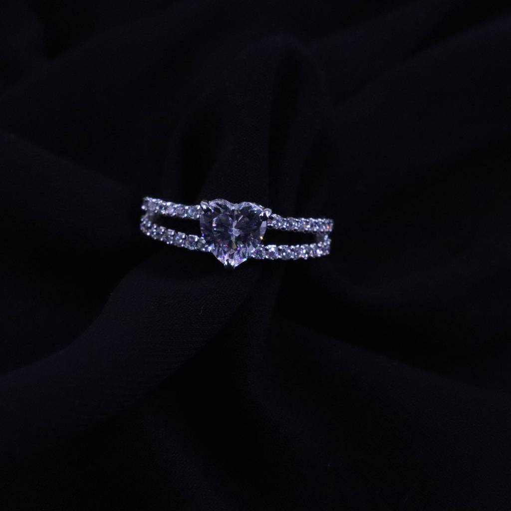 Twinning Heart Silver Adjustable Ring : RG021