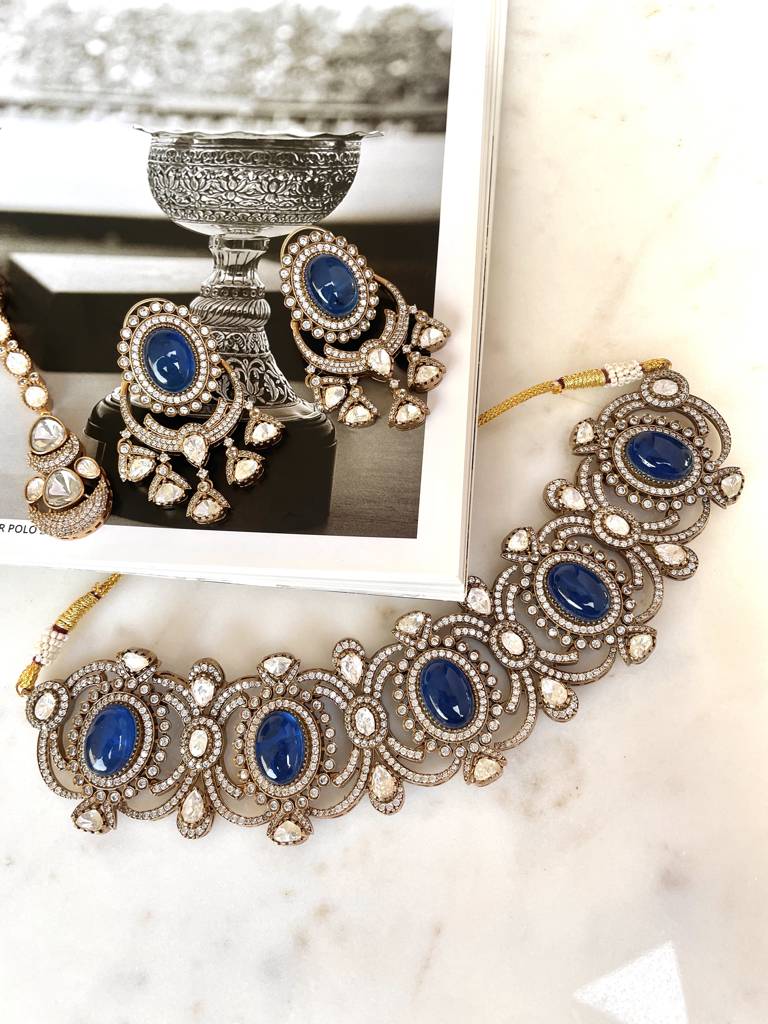 Ashita Choker Sapphire Necklace Set : NK243