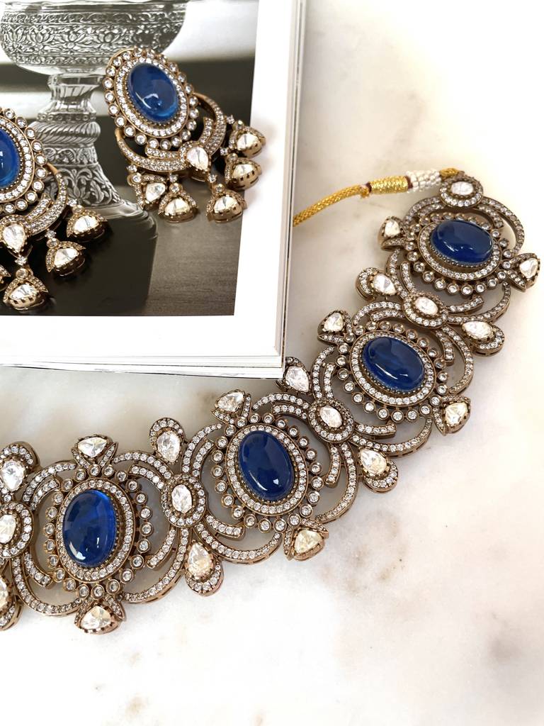Ashita Choker Sapphire Necklace Set : NK243
