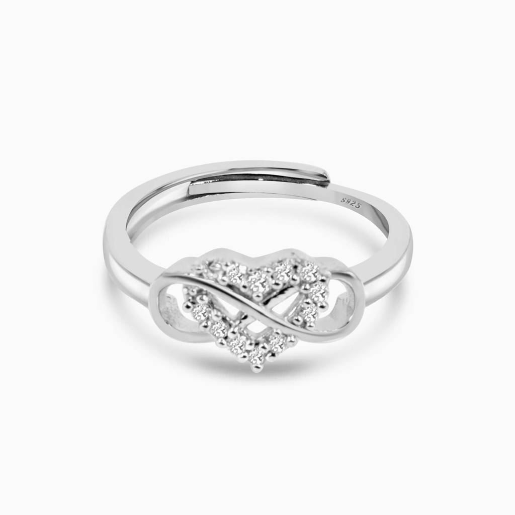 Hearts Across Silver Adjustable Ring : RG012