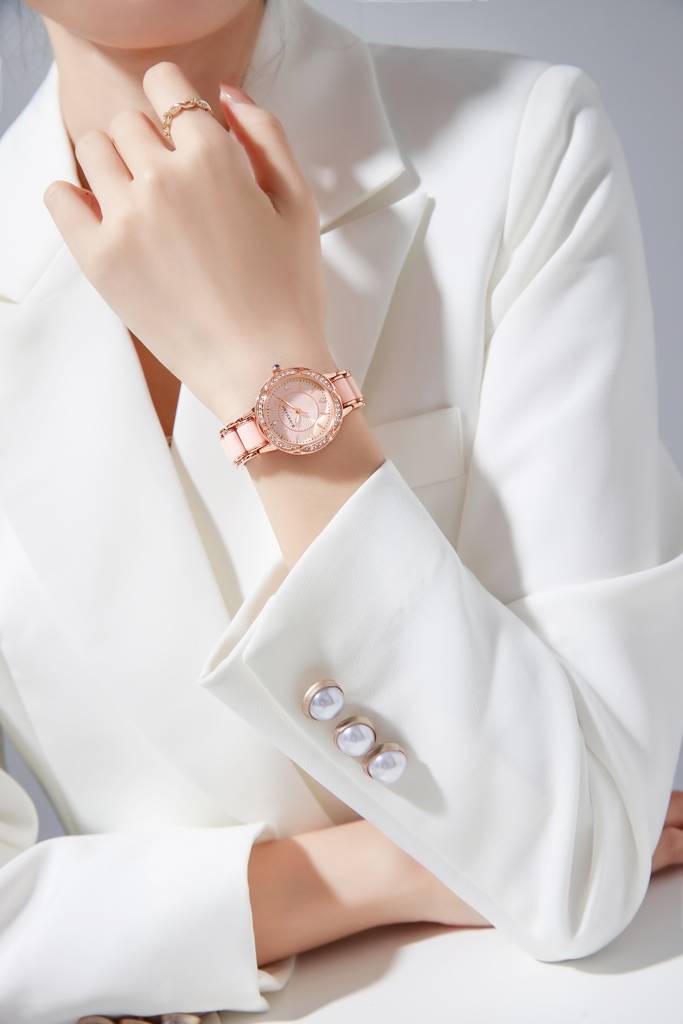 Giordano Flower Case Watch For Women With Crystal-Studded Bezel, Diamond Hour Markers & Dual Tone Stainless Stra : GZ-60095-22