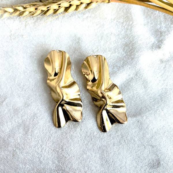 Tfc Rectangular Bold Foil Gold Plated Stud Earrings : 10486