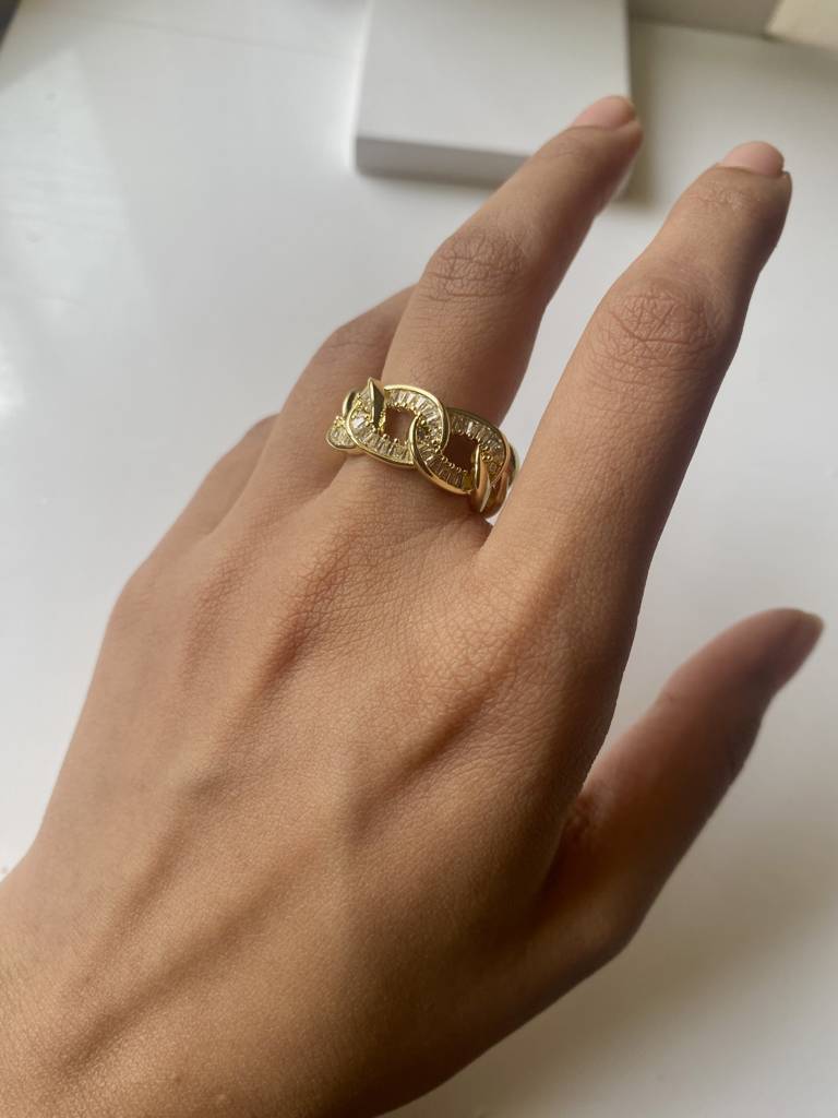 18Kt Gold Plated Adjustable Cuban Cubic Zirconia Ring, Cuban : INCUBAN