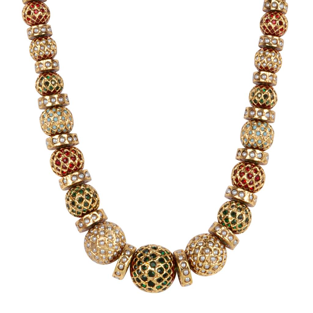 Traditional Gold-Toned Beaded Sona Moti Necklace : RMQJ0243
