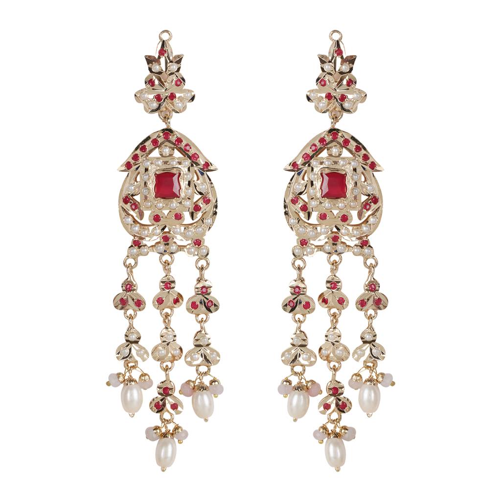 Royal Jadau Pink Jadau Necklace Set With Earrings : RMQJ0239