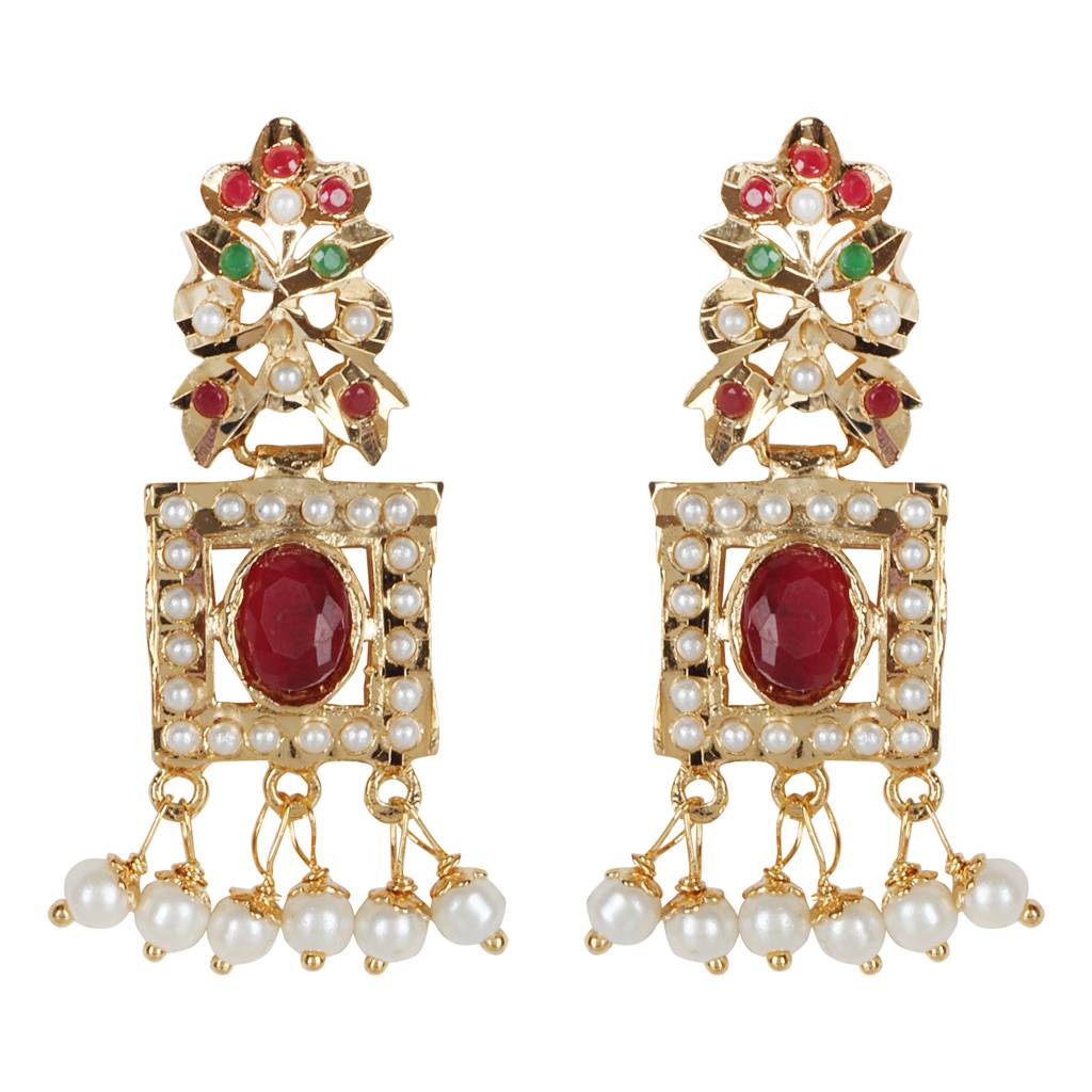 Royal Ruby And White Stone Choker Set With Earrings And Ring : RMQJ0238