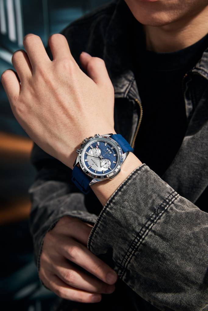 Daniel Hechter Paris Pantheon Collection Pantheon Collection Unique Multifunctional Watch For Men With Textured R : DHM1010-03