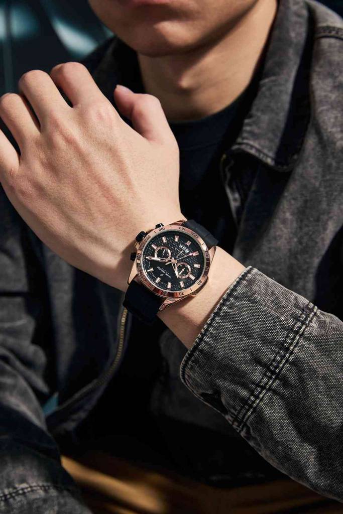 Daniel Hechter Paris Pantheon Collection Pantheon Collection Unique Multifunctional Watch For Men With Textured R : DHM1010-01