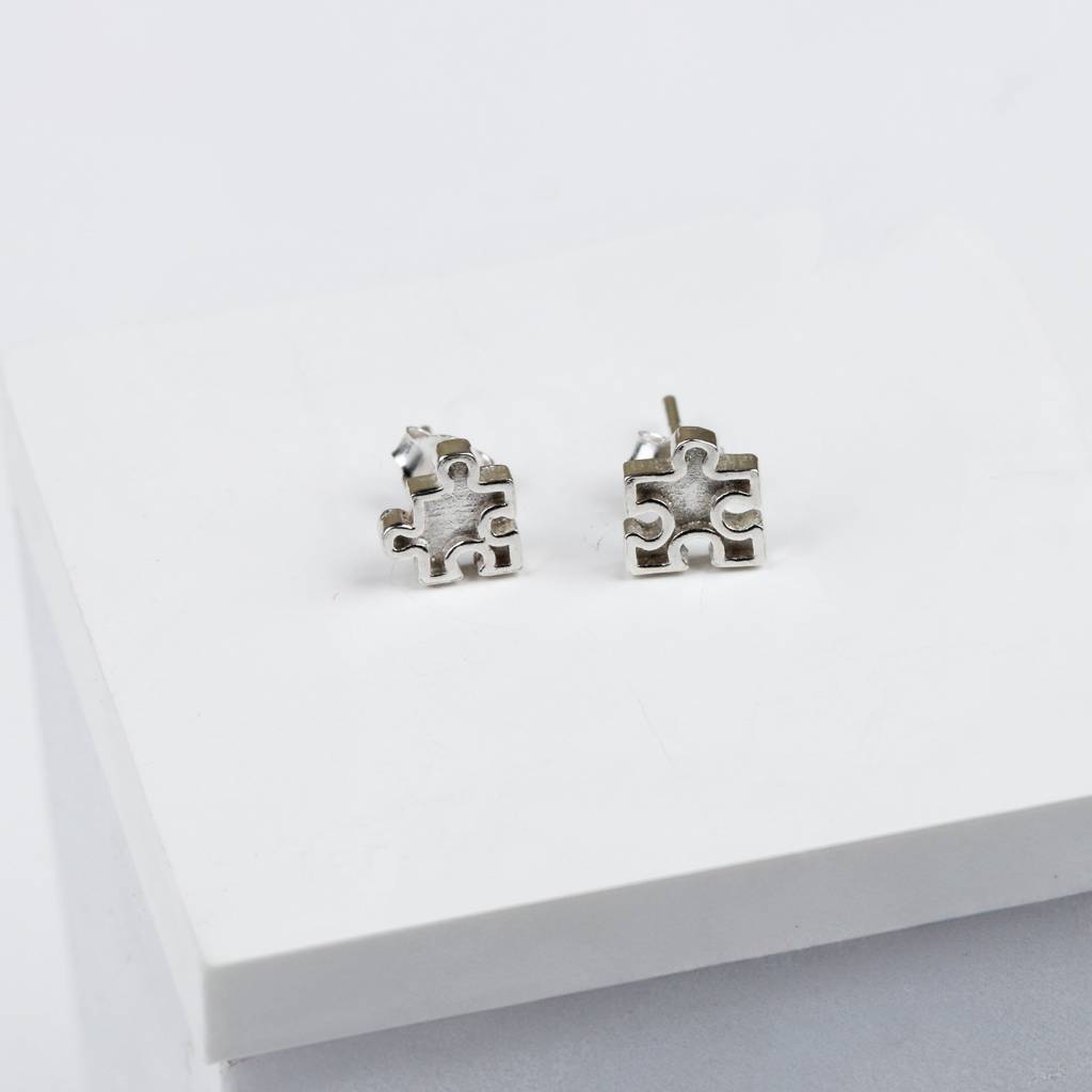 Jigsaw Puzzle Studs | 92.5 Silver : Silver_Jigsaw_July25