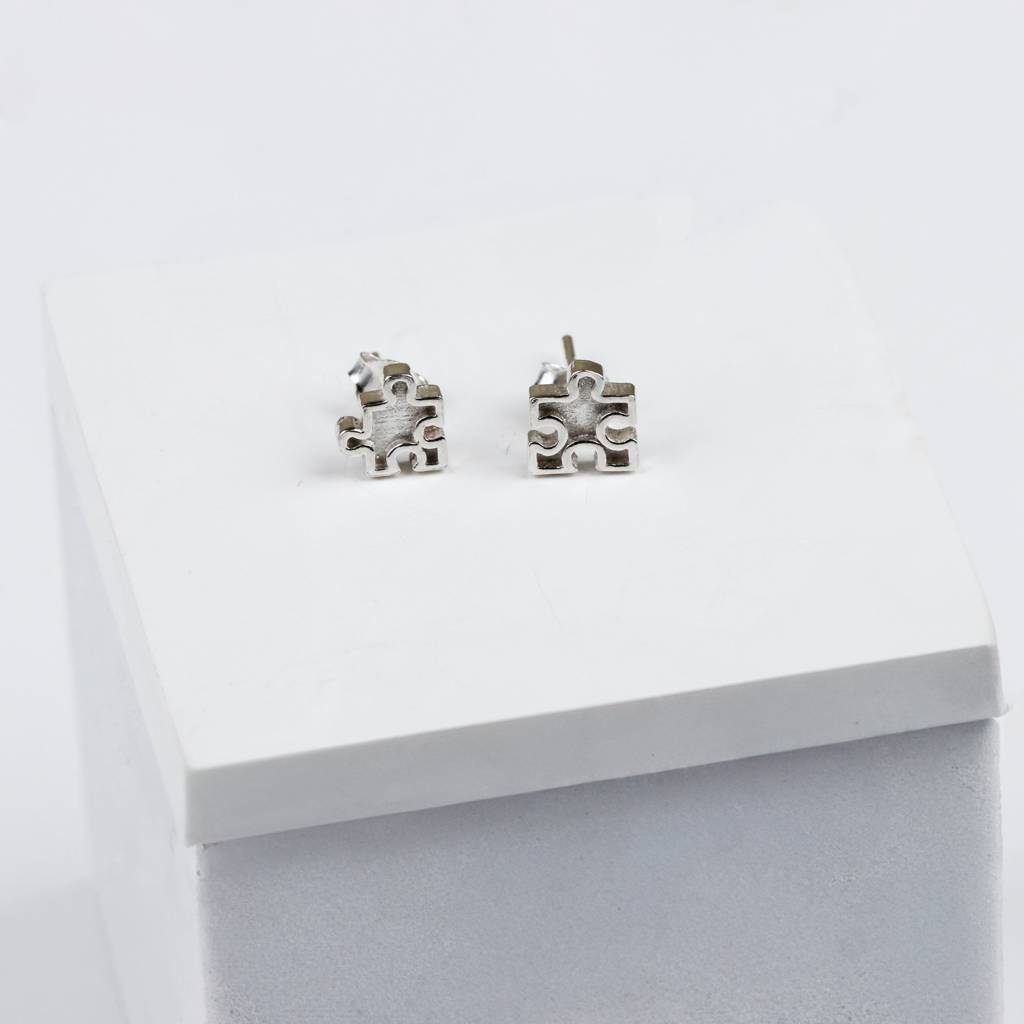 Jigsaw Puzzle Studs | 92.5 Silver : Silver_Jigsaw_July25