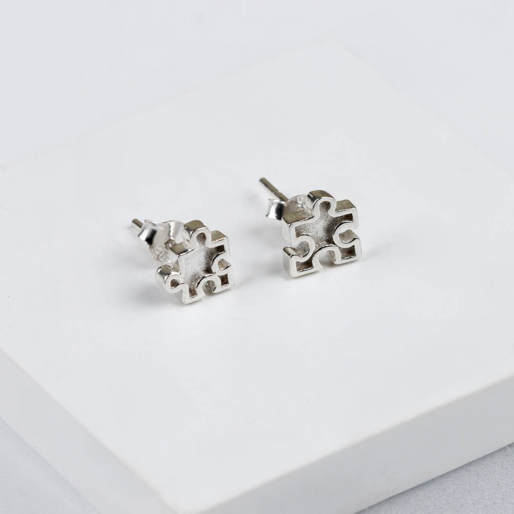 Jigsaw Puzzle Studs | 92.5 Silver : Silver_Jigsaw_July25