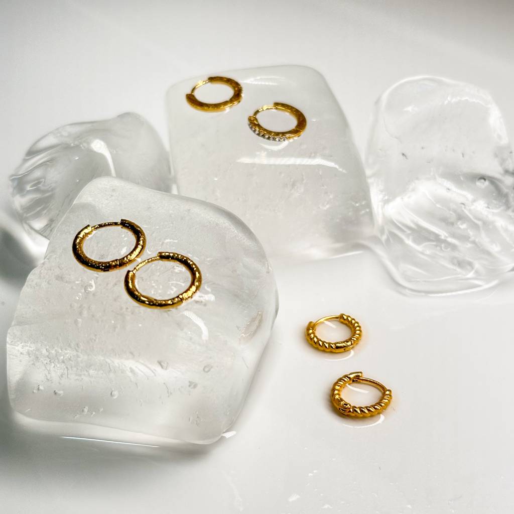 18Kt Gold Plated Monsoon Set Of Three Classic And Textured Hoop Earrings, Marina : INMARINA