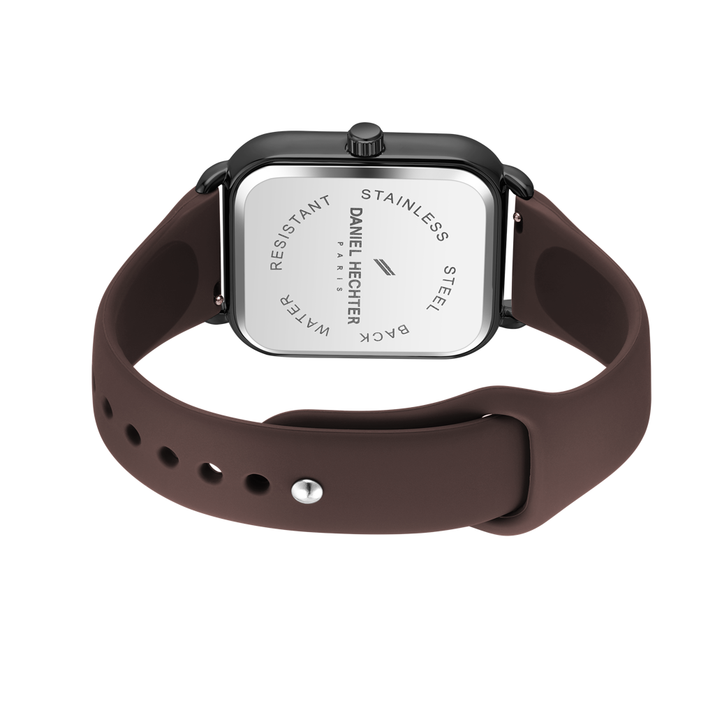 Daniel Hechter Paris Square Dial Watch For Men With Stylish Silicone Strap, Water Resistant & Quartz Movement - D : DHM1011-02