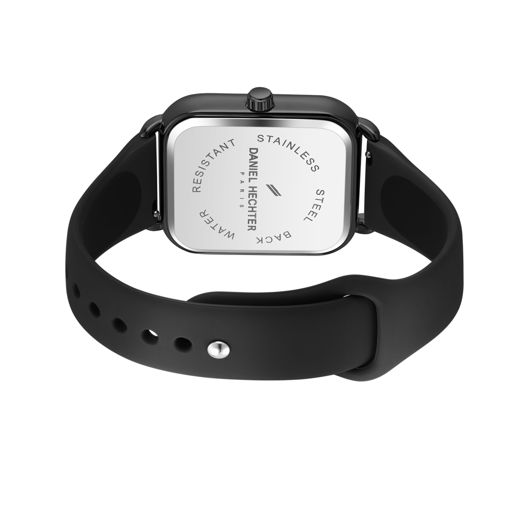 Daniel Hechter Paris Square Dial Watch For Men With Stylish Silicone Strap, Water Resistant & Quartz Movement - D : DHM1011-01