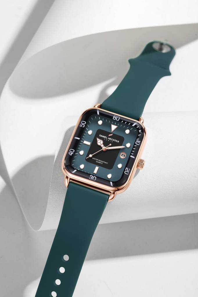 Daniel Hechter Paris Square Dial Watch For Men With Stylish Silicone Strap, Water Resistant & Quartz Movement - D : DHM1011-03