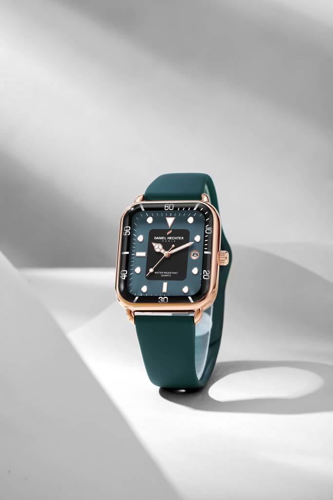 Daniel Hechter Paris Square Dial Watch For Men With Stylish Silicone Strap, Water Resistant & Quartz Movement - D : DHM1011-03