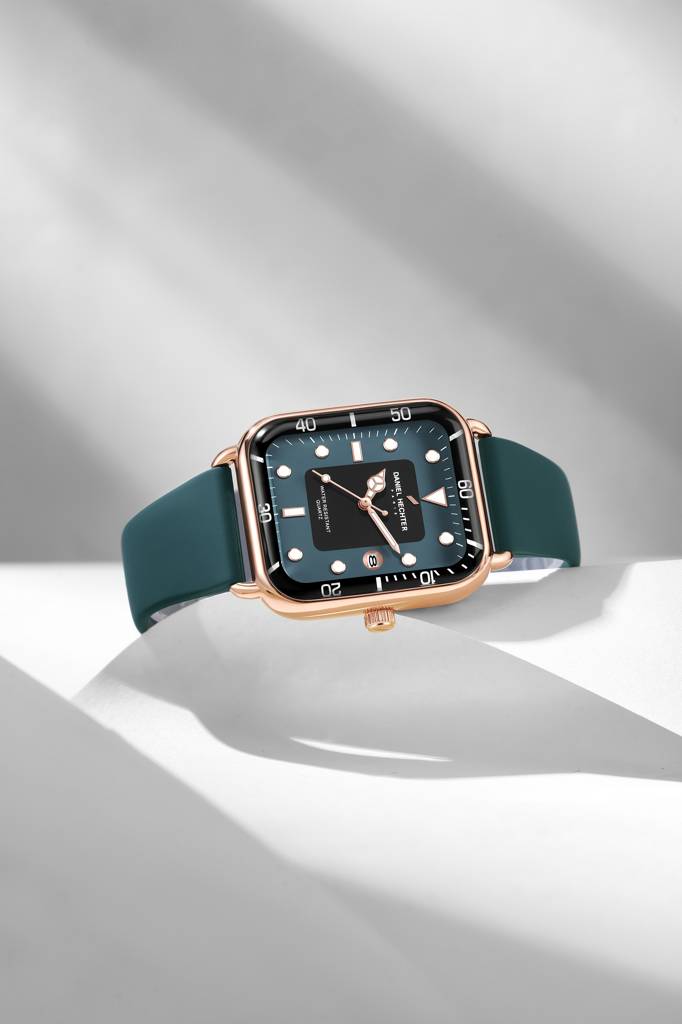 Daniel Hechter Paris Square Dial Watch For Men With Stylish Silicone Strap, Water Resistant & Quartz Movement - D : DHM1011-03